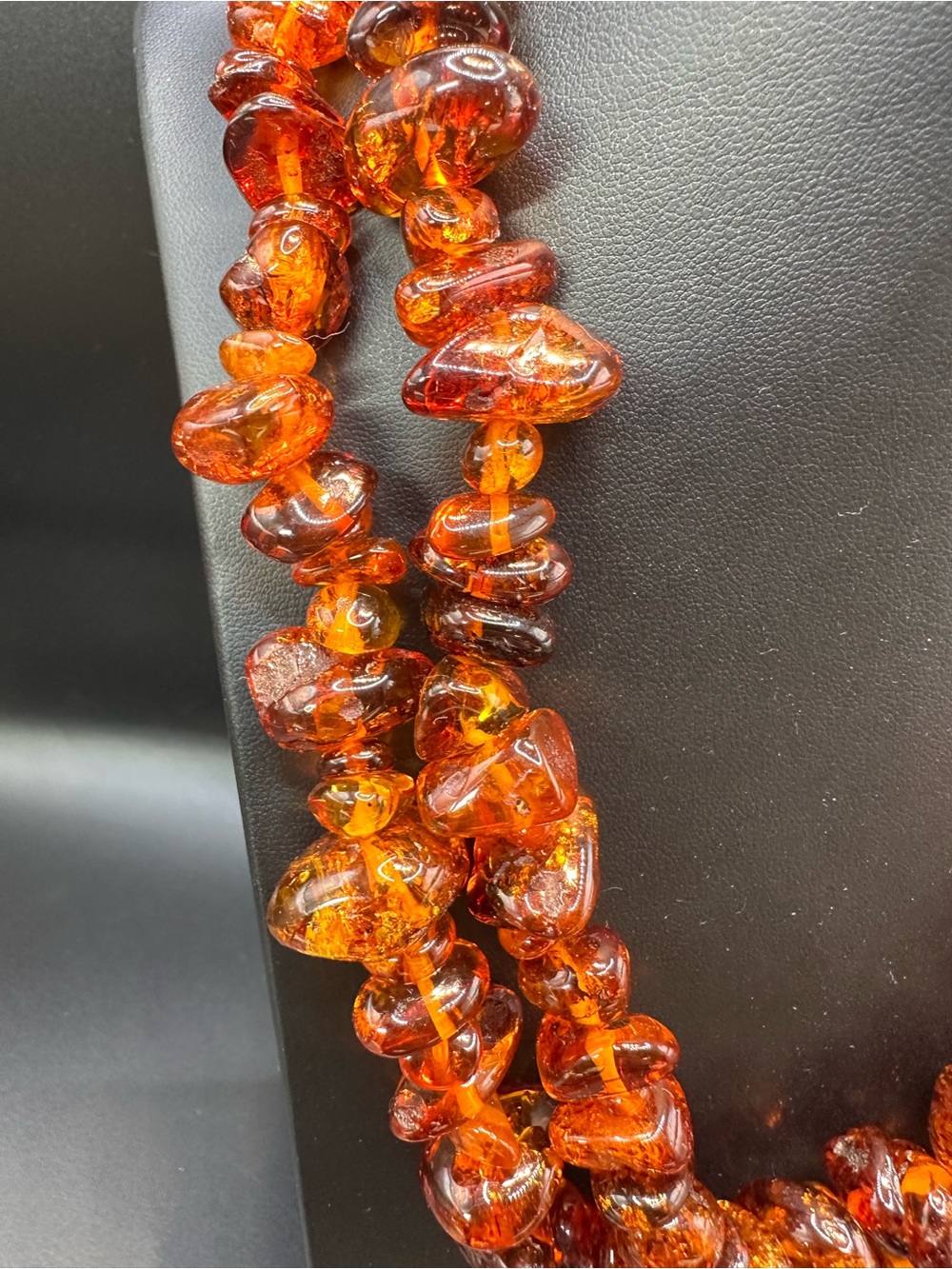 40” Genuine Baltic Amber Nugget Necklace Cognac Honey Amber Long Statement - Picture 11 of 16